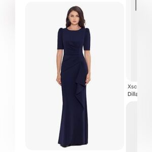 Xscape Navy Blue Scuba Dress Gown